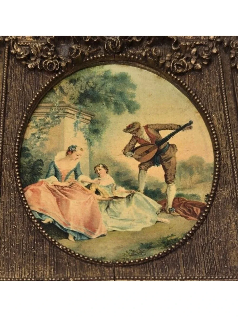 1930s Victorian Ornate Photo Frame Cameo E.J.S. MFG CO Music Hour 6x4